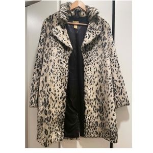 H&M Leopard Faux Fur Long Sleeve Coat
